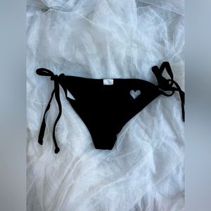 Low Rise String Tie Bikini Bottom with heart cut out on back